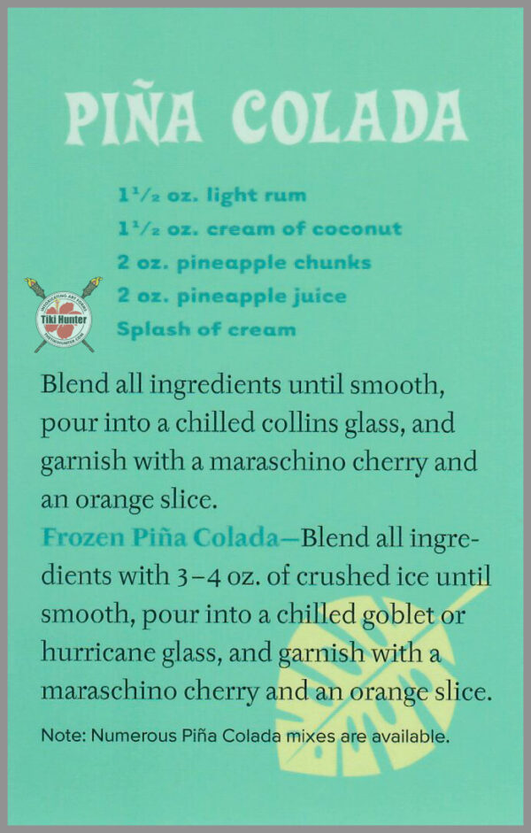 The Art of Shag - Tiki Drink - Recipe Card #C9
