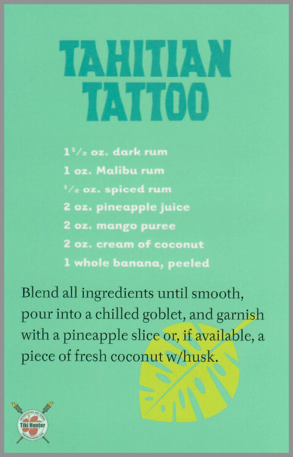 The Art of Shag - Tiki Drink - Recipe Card #E8