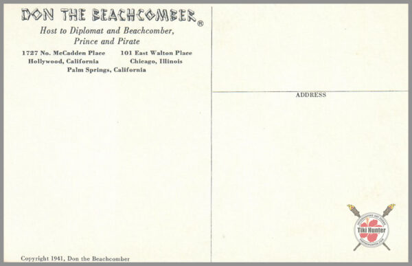 Don The Beachcomber - Postcard Unposted #1