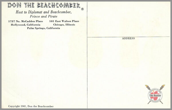 Don The Beachcomber - Postcard Unposted #2