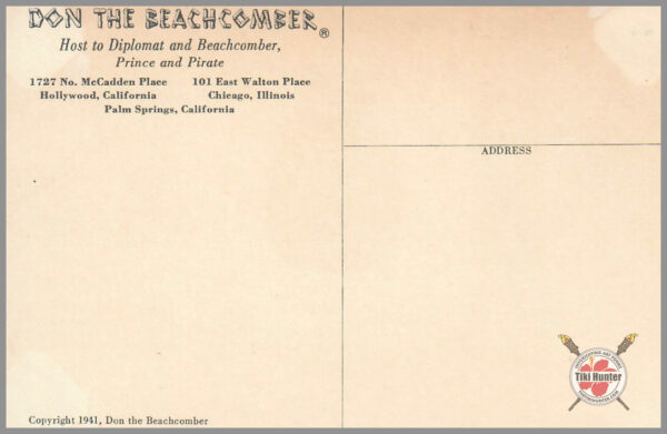 Don The Beachcomber - Postcard Unposted #3