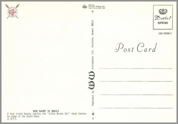 Topless Island Girl - Oahu Series - Postcard Unposted #4