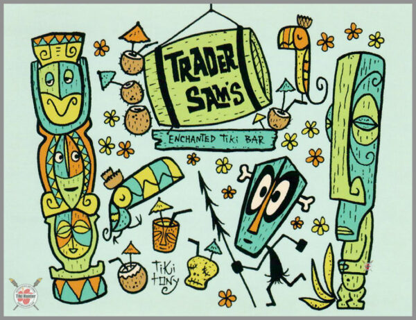 The Art of Tiki Tony - Trader Sam's - Tiki Postcard Unposted #1