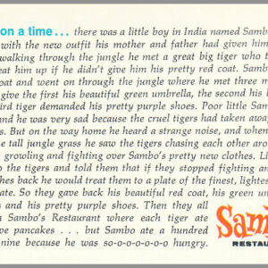 Sambo's Restaurant - Picture Story Series - Postcard Unposted #8