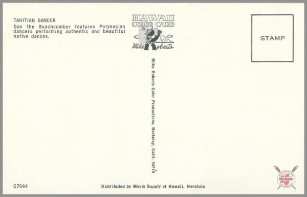 Polynesian Tiki Bar - Don The Beachcomber - Postcard Unposted #7