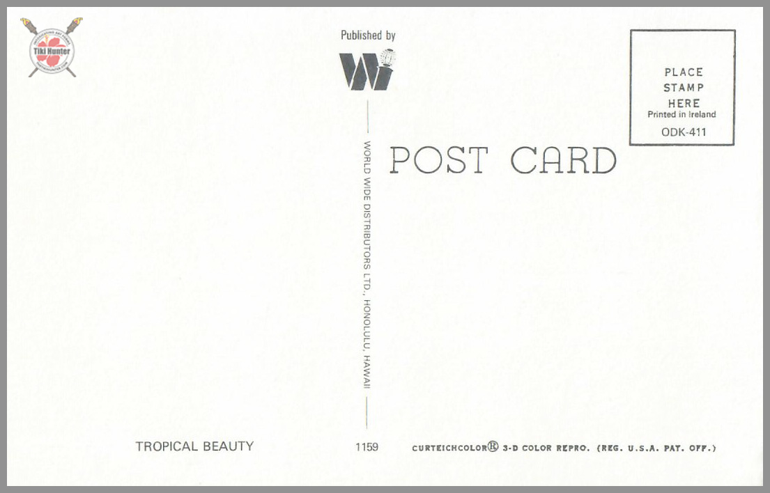 Polynesian Beauty - Hawaiian Wahine Series - Postcard Unposted #5 Polynesian Beauty - Hawaiian Wahine Series - Postcard Unposted #5